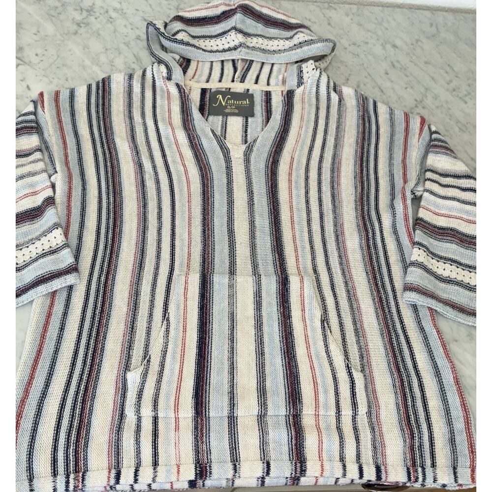 Natural Reflection Women's Striped Hooded Sweater Multicolor Small